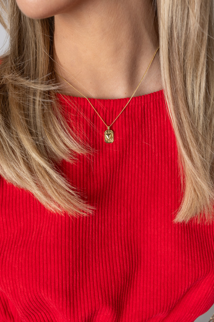 gold square heart necklace