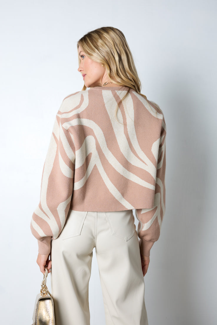 tan and cream design sweater