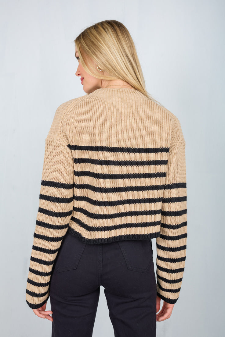 tan and black stripe sweater