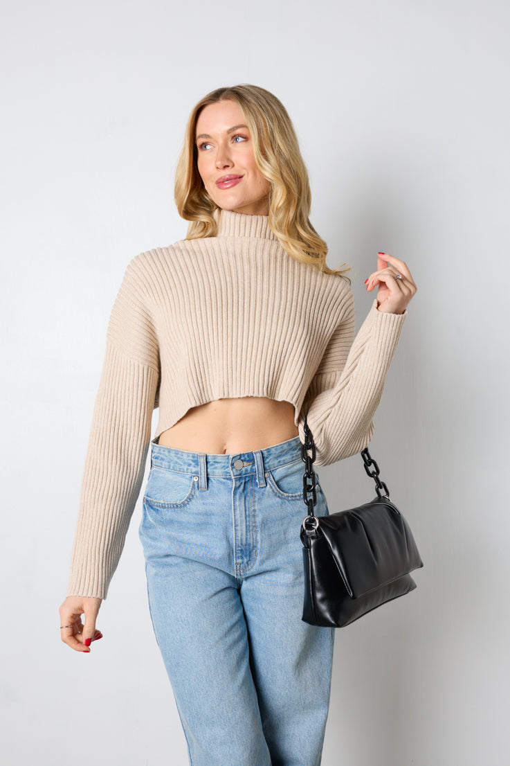 Tan ribbed cheap turtleneck