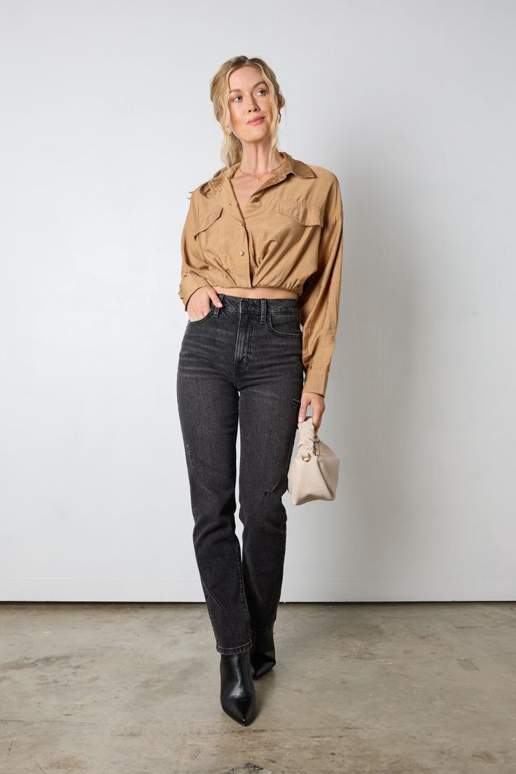 taupe cropped top