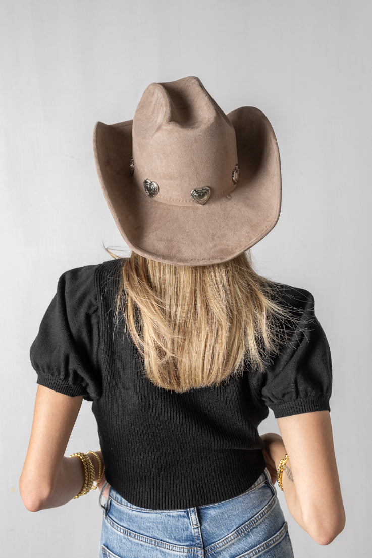taupe heart cowgirl hat