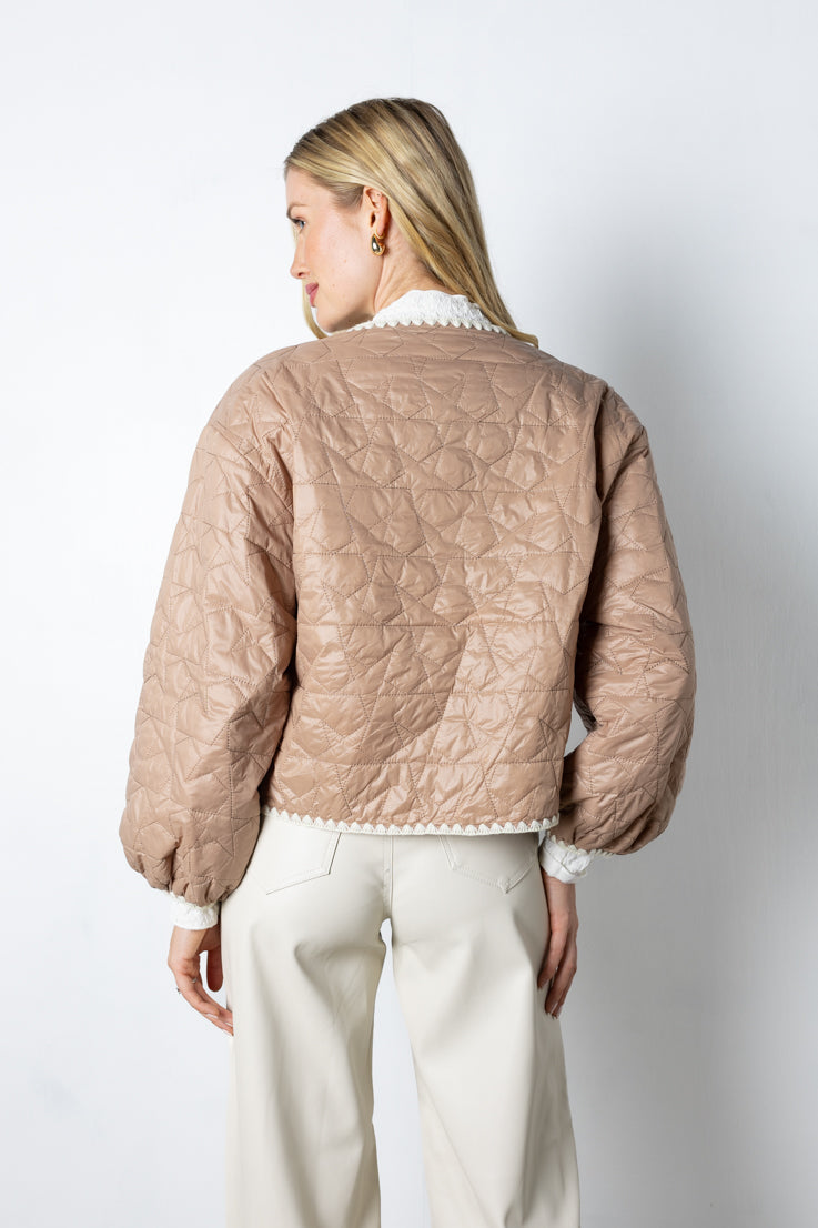 taupe quilted star design jacket
