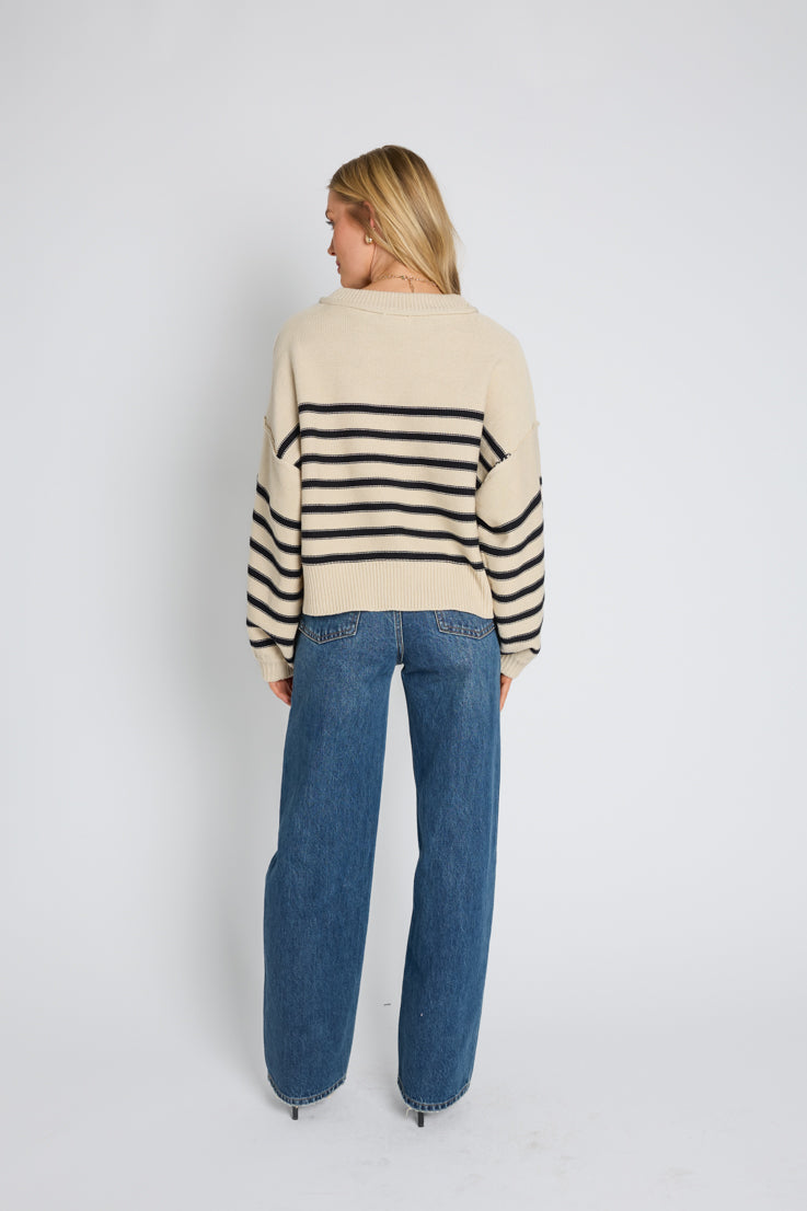 taupe striped sweater