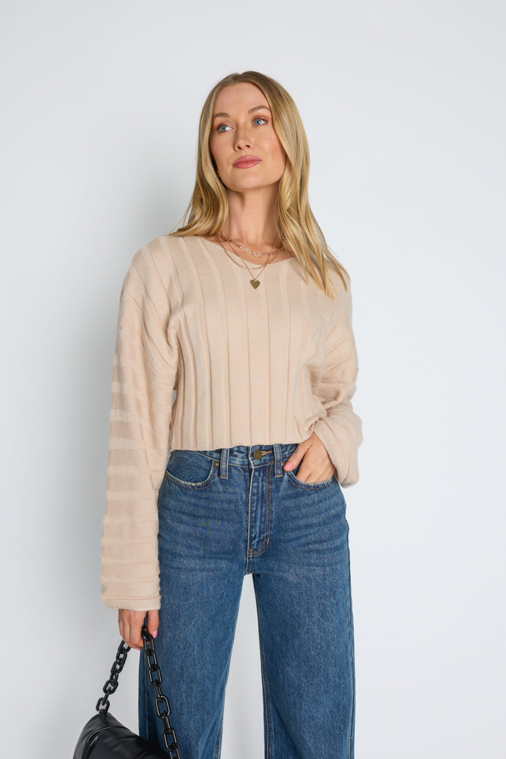 taupe v neck sweater