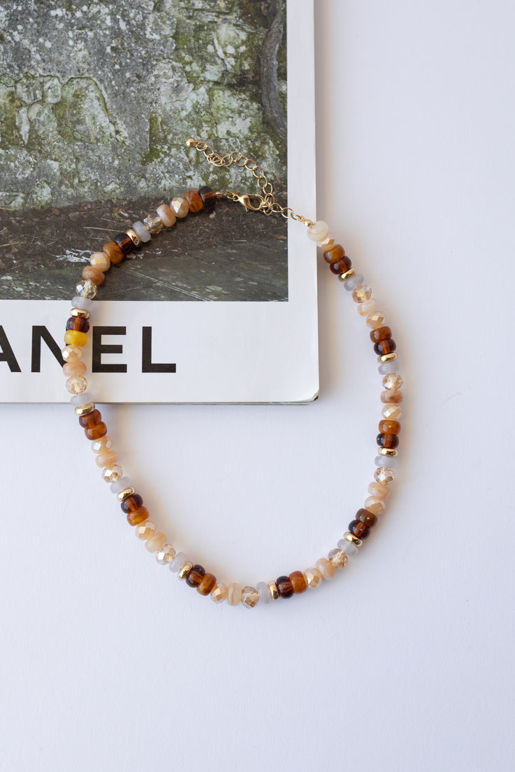 brown two toned bead necklace