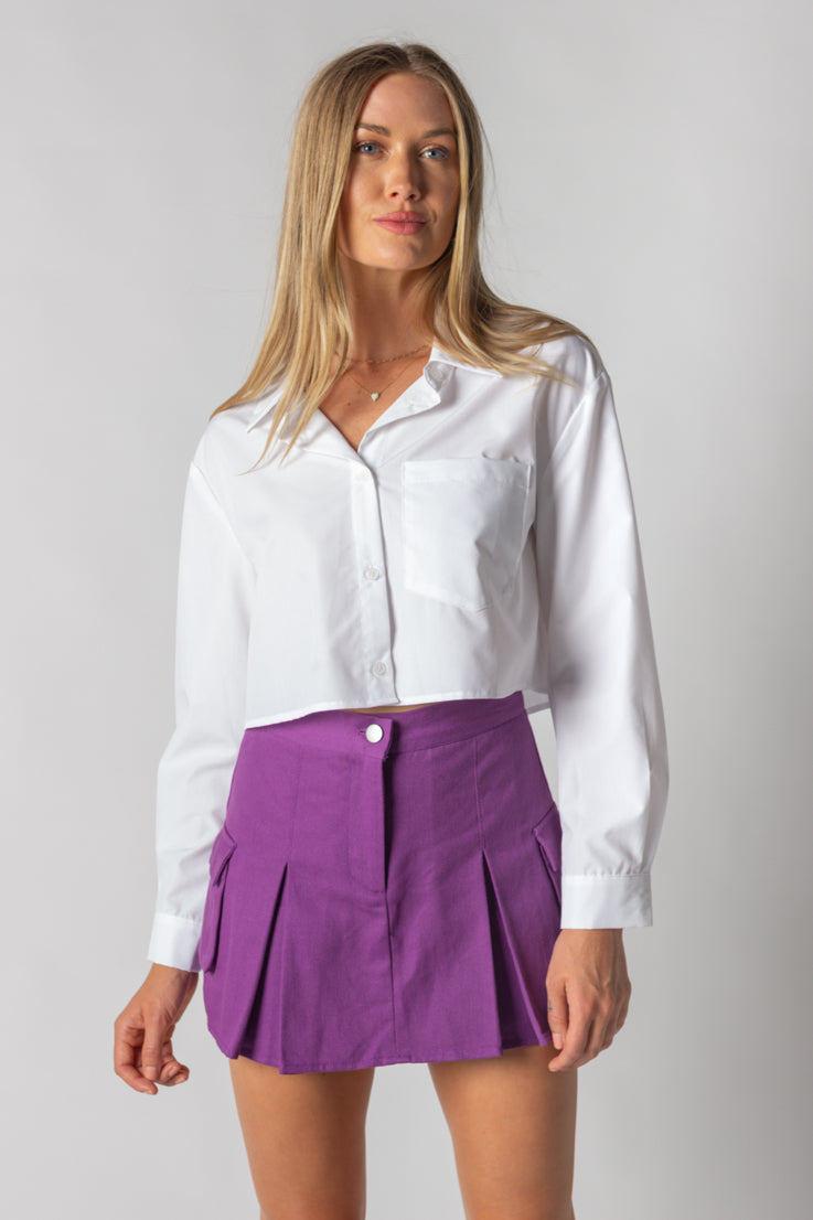 white long sleeve collared top