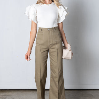 white ruffle statement sleeve cropped bodysuit top