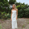 white strapless maxi dress