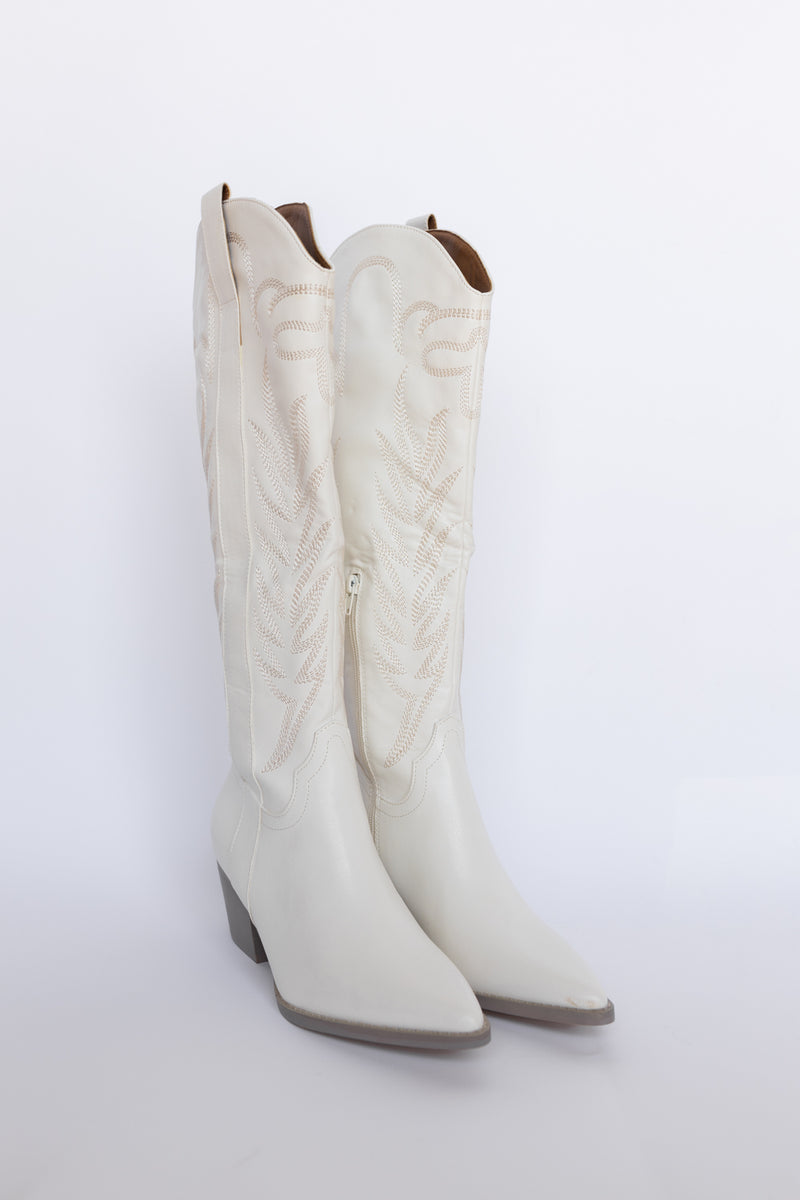 white tall western boot