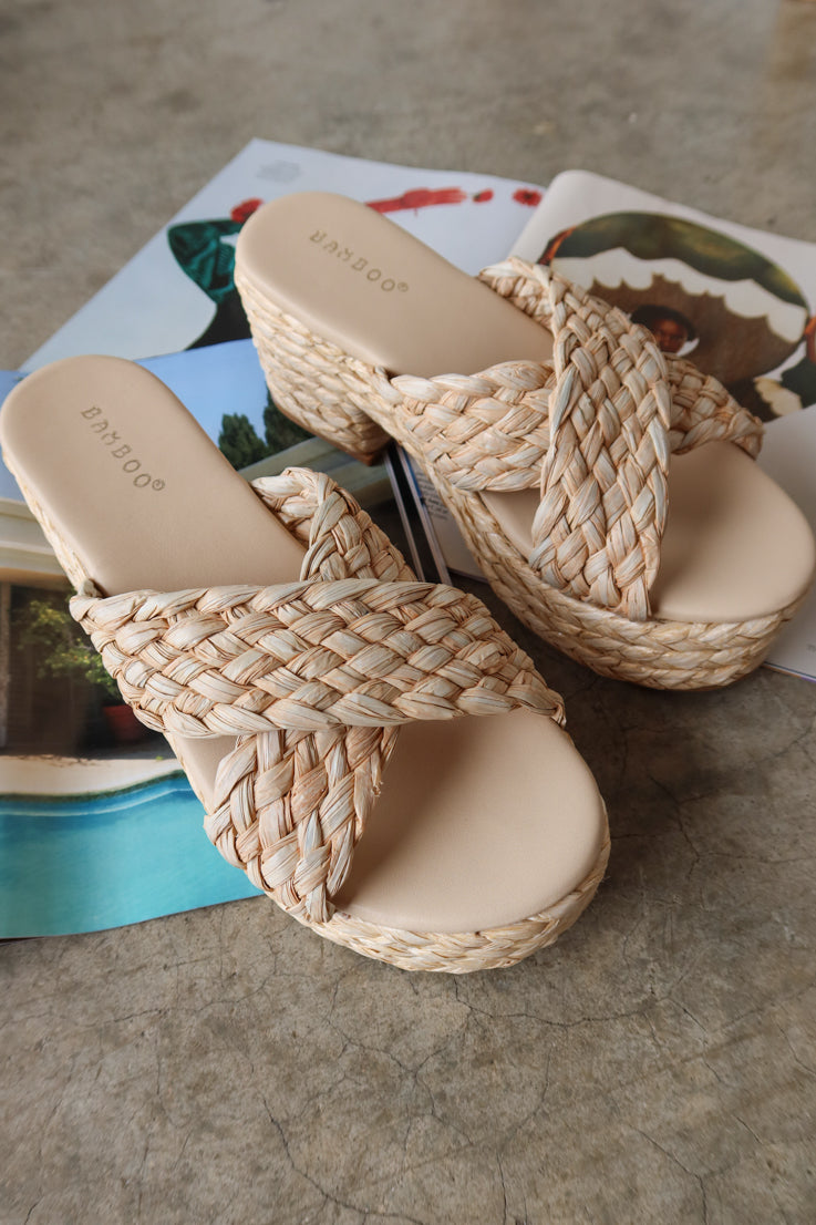 natural woven wedges