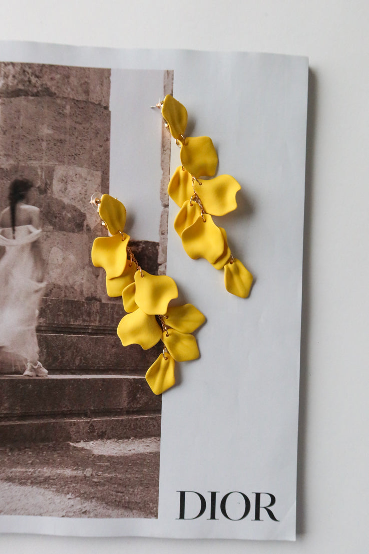 yellow petal earrings