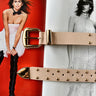 taupe belt with gold studs