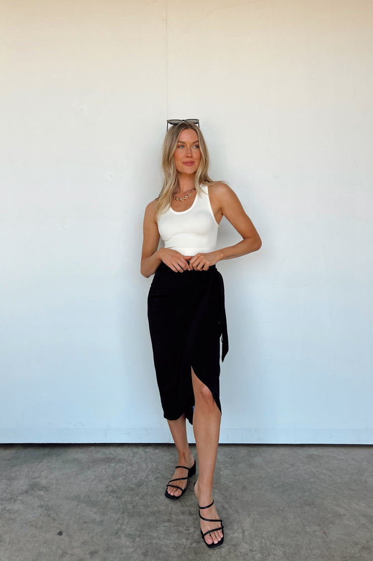 black wrap skirt