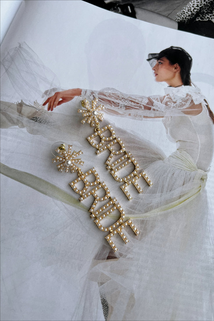 Crystal Embellished Pearl Earrings in White - Simone Rocha