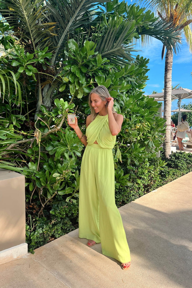bright lime green jumpsuit
