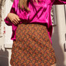 brown burgandy floral mini skirt