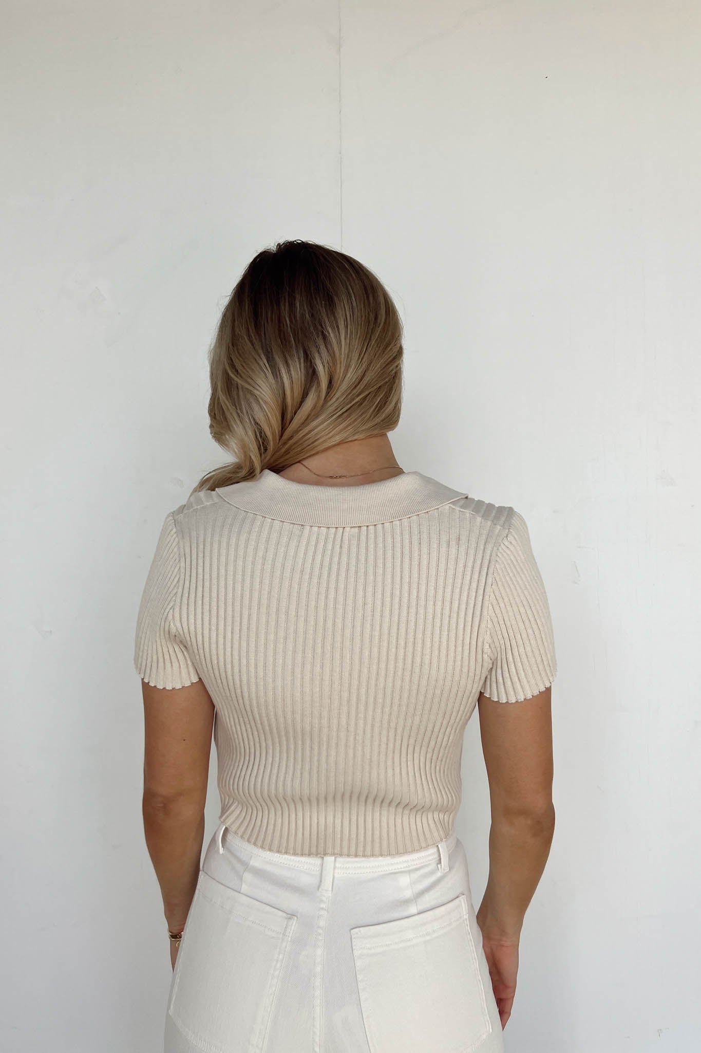 brown collared short sleeve 