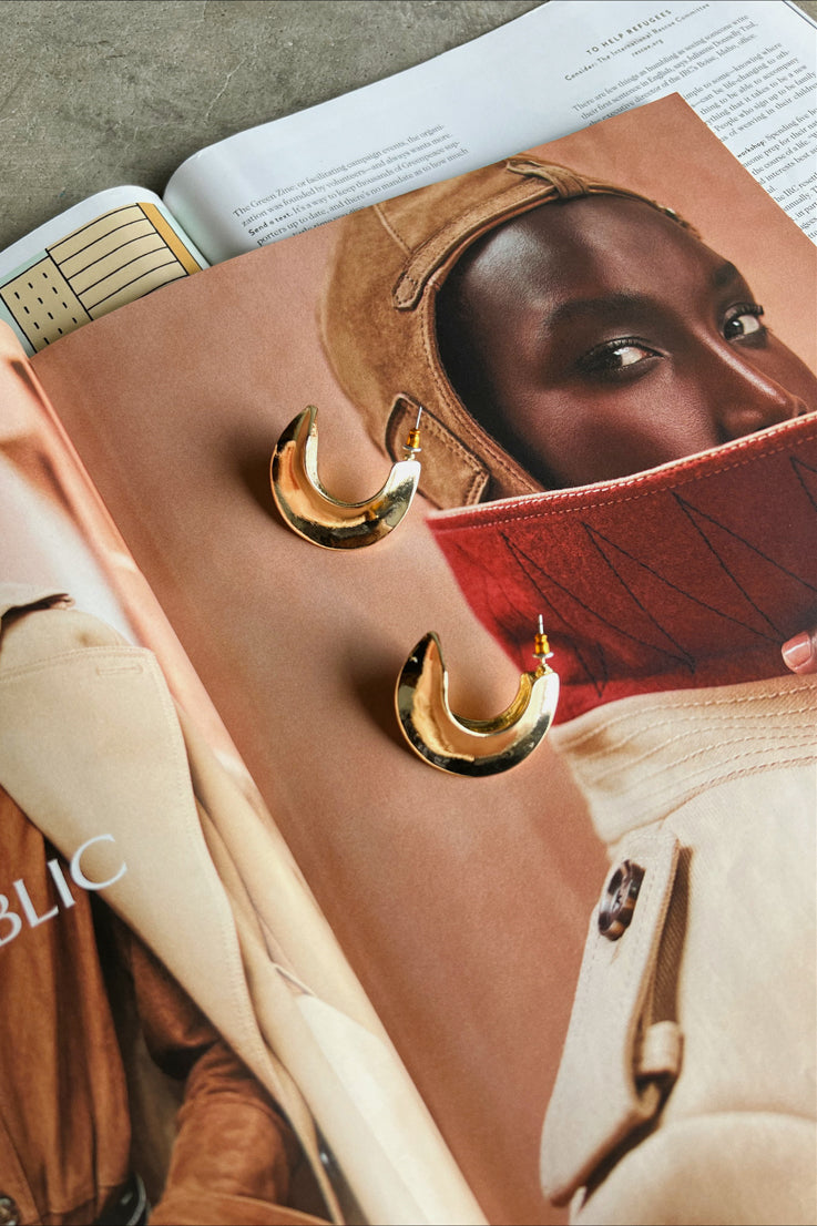 gold concaved hoops