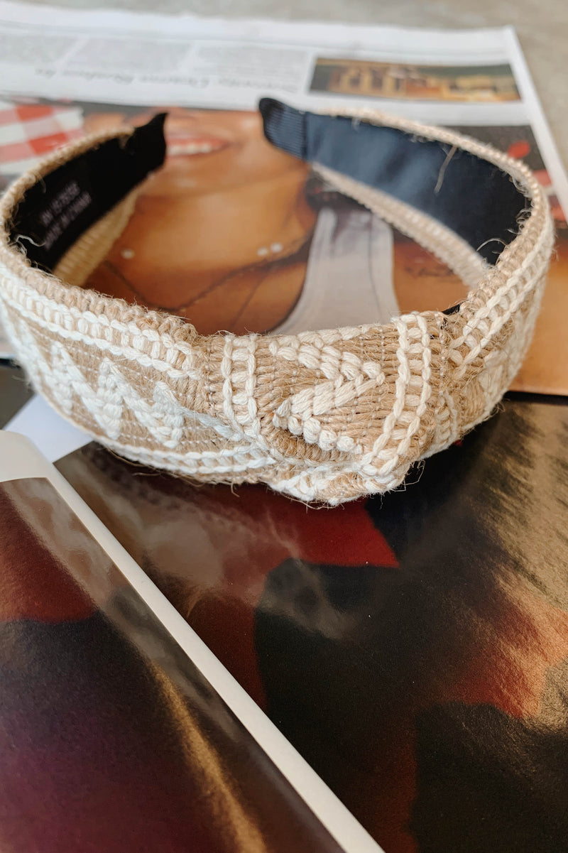 cream white geometric headband
