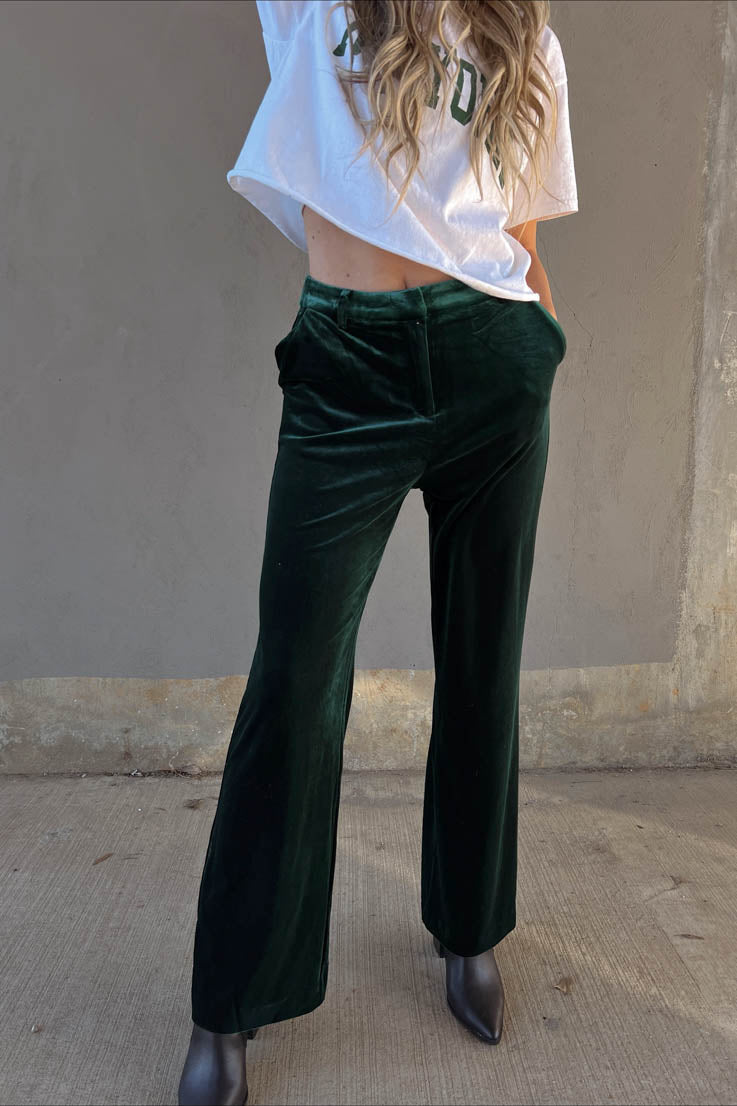 dark green tailored pants