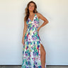 floral watercolor maxi dress with a side slit
