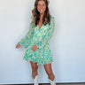 green long sleeve floral dress