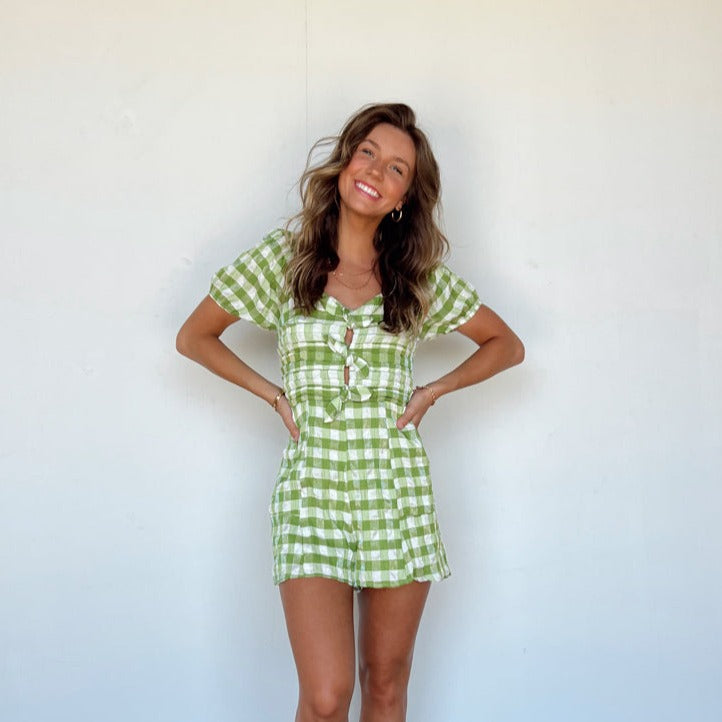 日本産】 mama.marche□Ines Romper Gingham□4y ボトムス