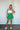 green linen pleated skirt