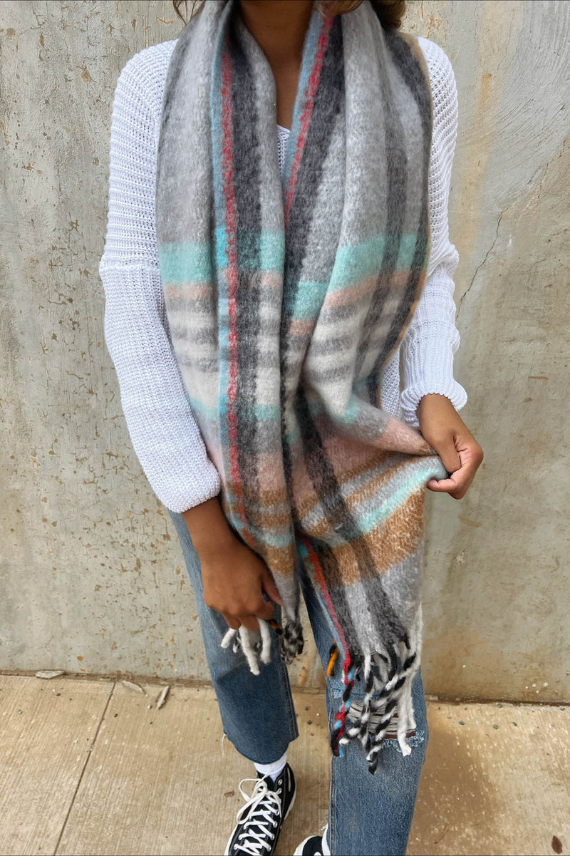 grey plaid scarf