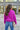 hot pink magenta ribbed collared pullover sweater top