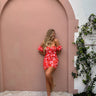 orange mini floral dress