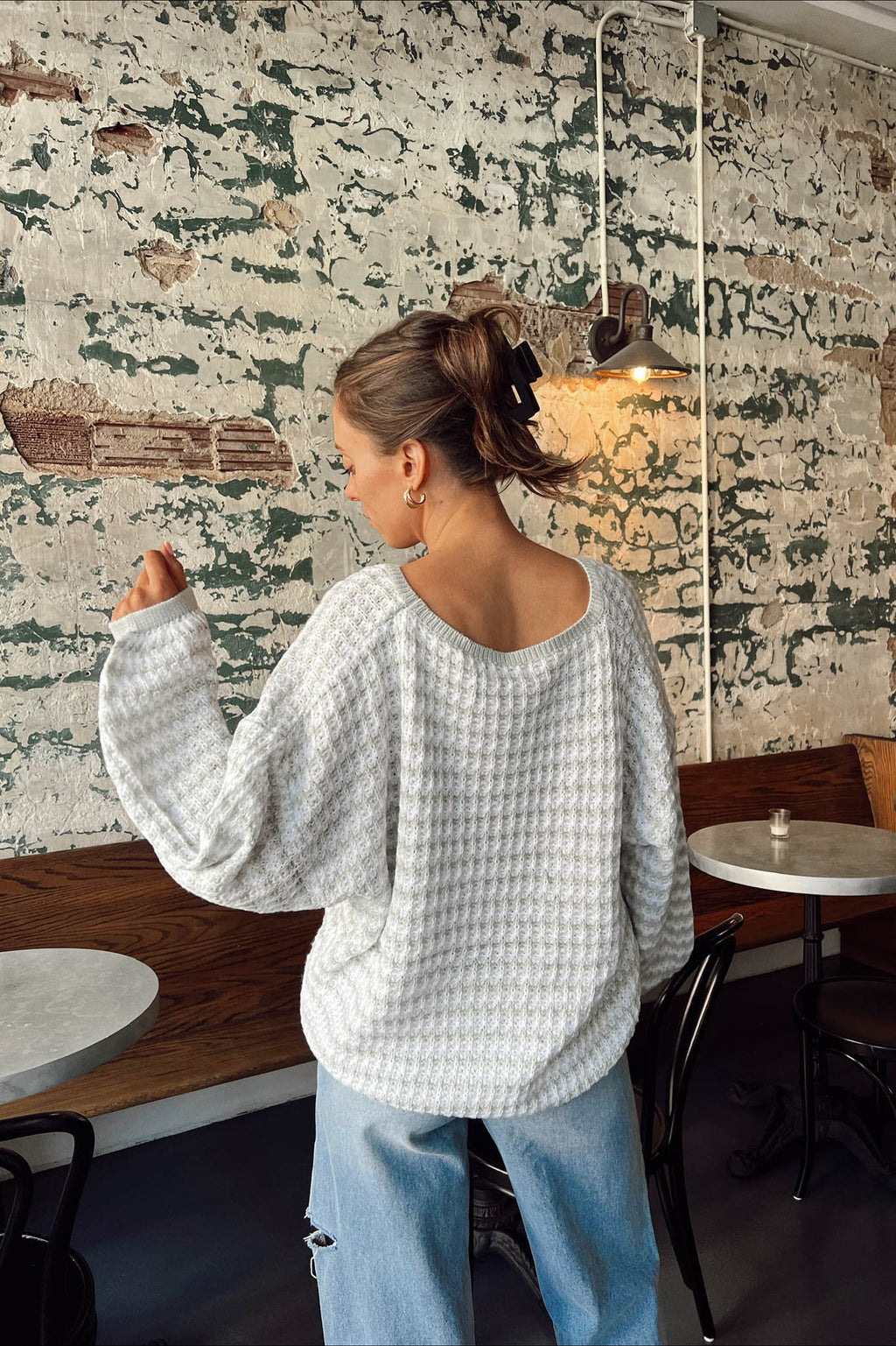 mint oversized stripe knit sweater