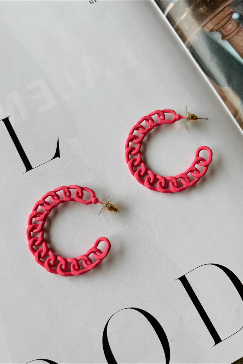 hot pink link earrings 