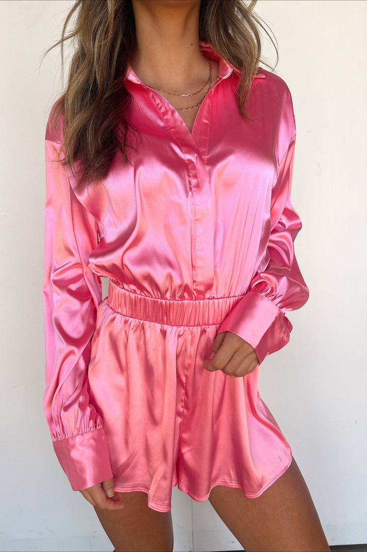 Pink store silk playsuit