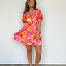 pink and orange abstract dress