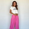 pink pants with drawstring