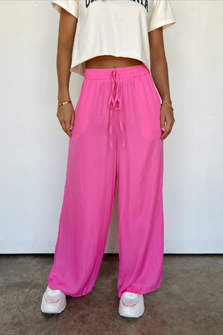 pink pants with drawstring