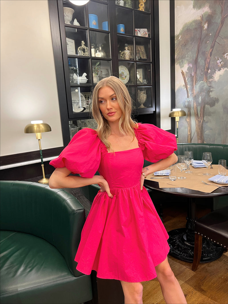bright pink mini dress