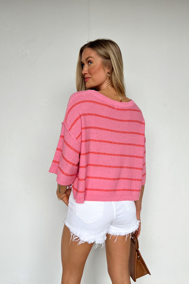 pink stripe top