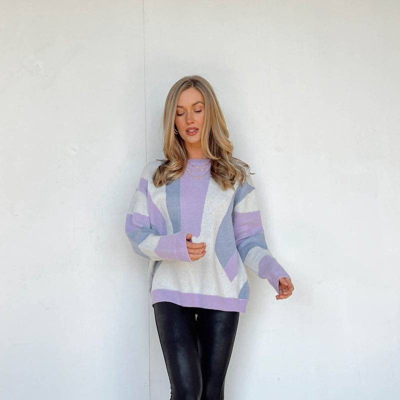blue and purple abstract sweater