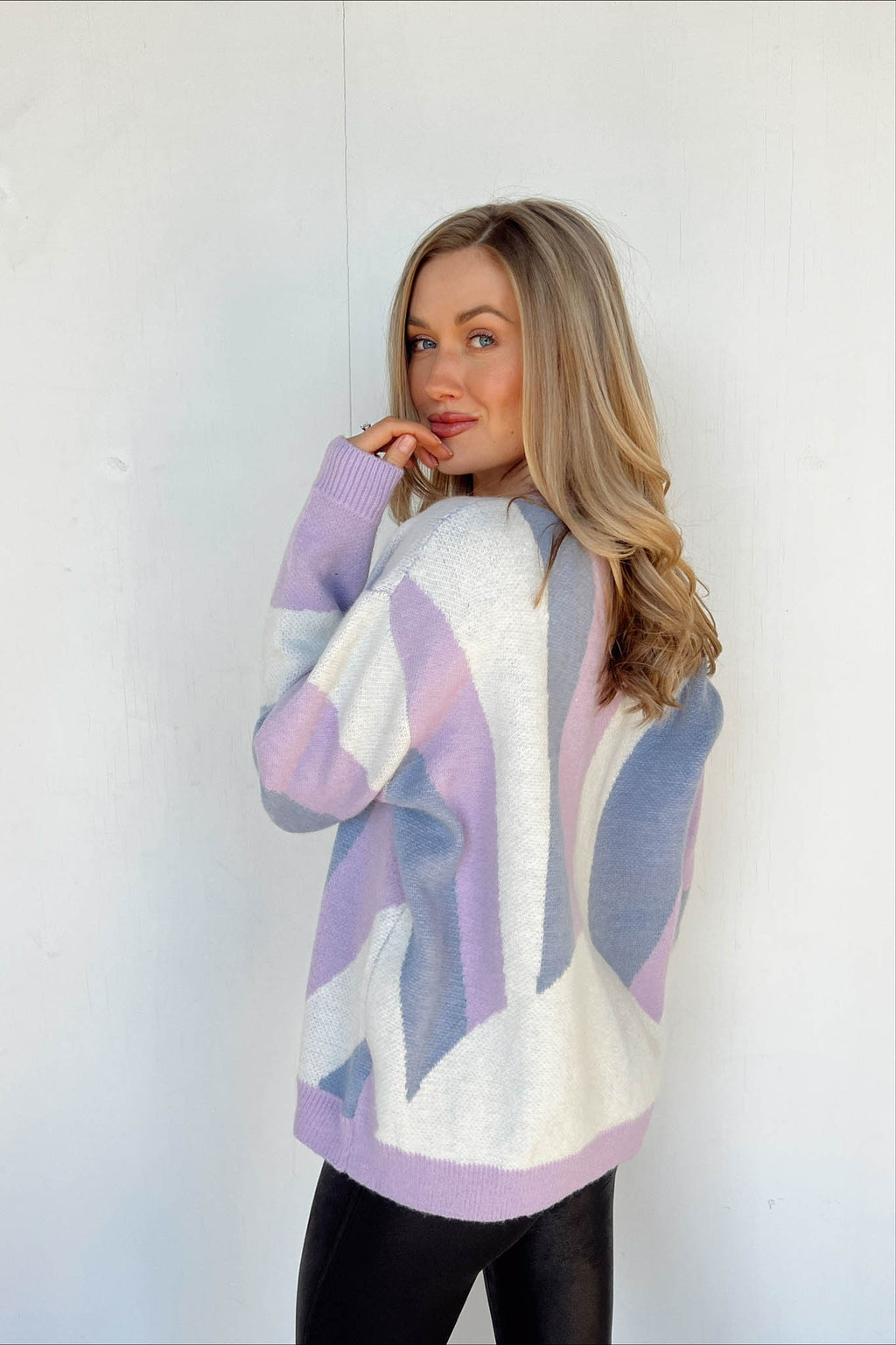 blue and purple abstract sweater