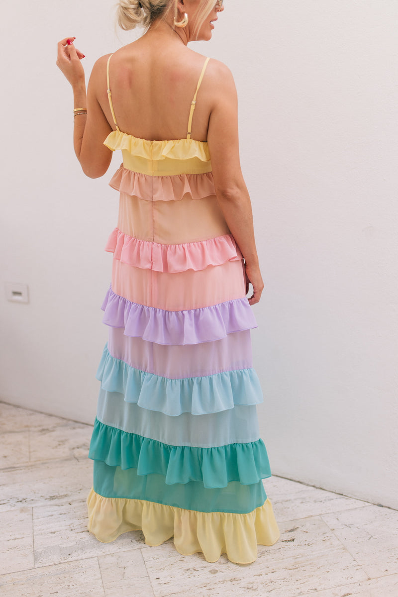 Girls Spring Dresses | Pastel Rainbow Sequin Star Tiered Tulle Dress – Mia  Belle Girls