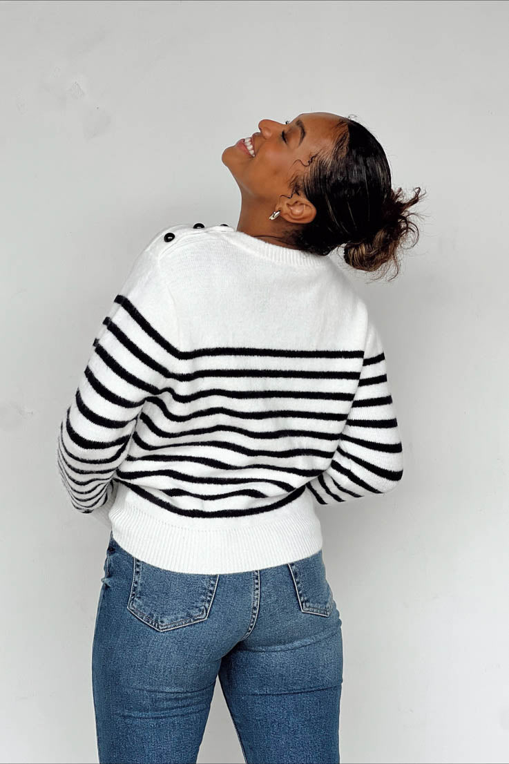 white black striped sweater