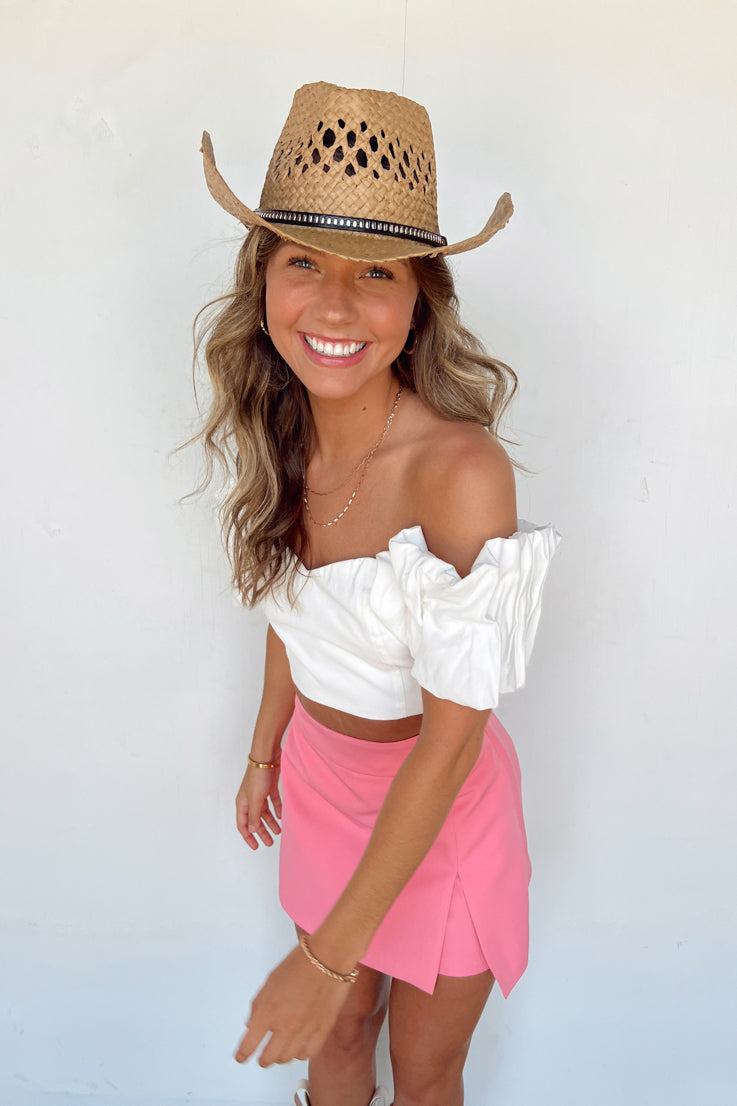 white crop top