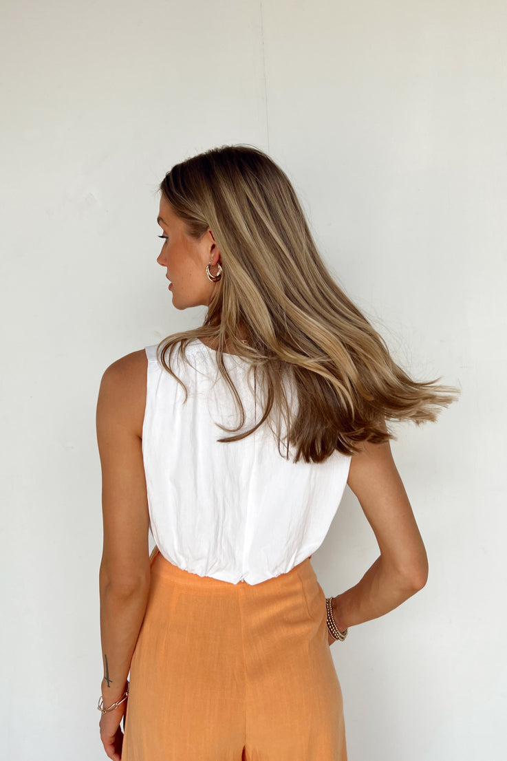 white crop top with ring detail
