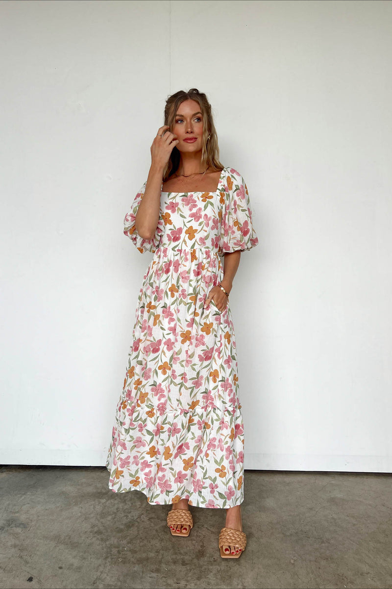 white and pink maxi dress