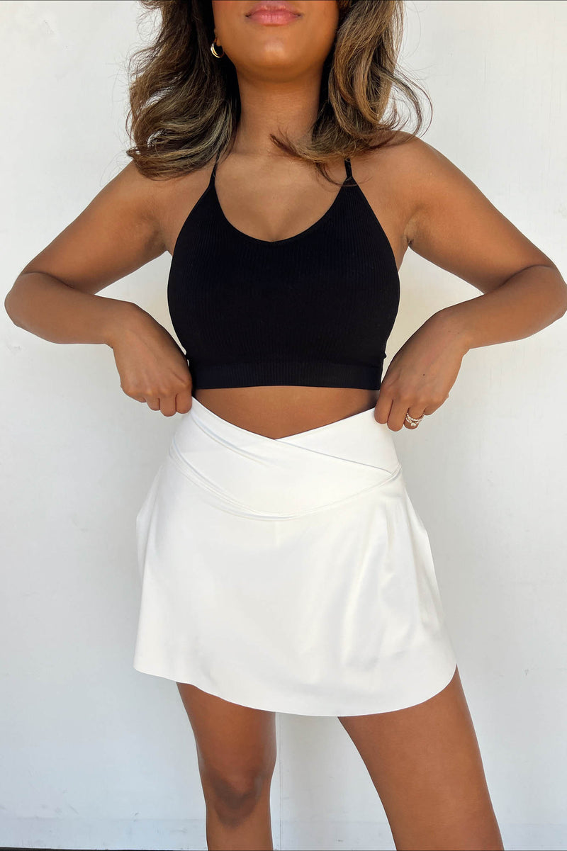 white athletic tennis skirt