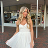 white strapless corset dress
