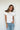 white tee with flutter sleeves